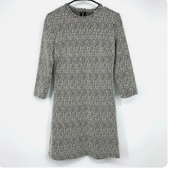 & Other Stories Textured Long Sleeve Black & White Dress - Picture 1 of 13